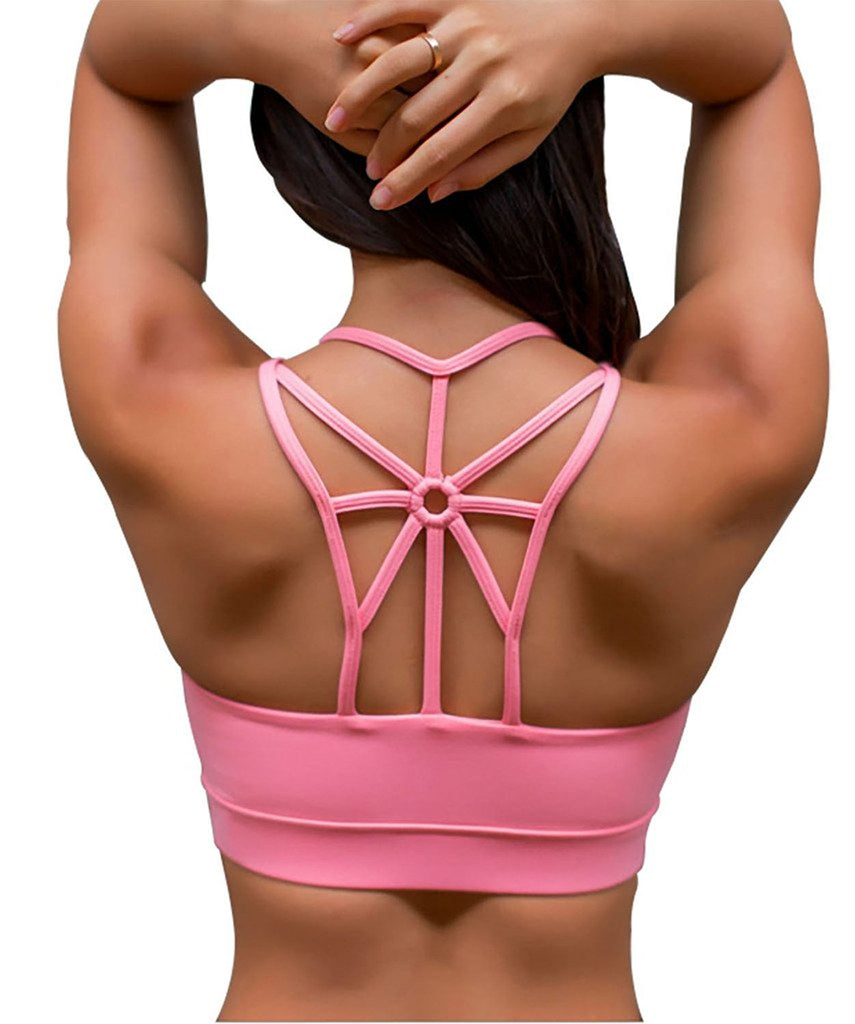 Women's Sexy Cross Back Wirefree Padded Sport Yoga Bra - Temu