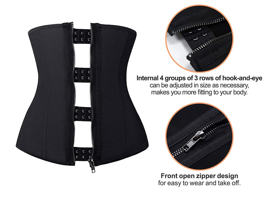 Ann Michell 2038 Waist Trainer Latex Corset Zipper Black Classic Latex  Zipper Corset - : : Clothing, Shoes & Accessories