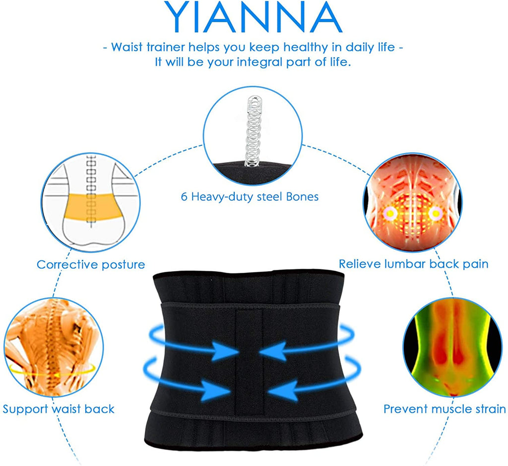 YIANNA Women Waist Trainer Belt - Slimming Sauna Waist Trimmer Belly Band  Sweat Sports Girdle Belt Rose-new XL