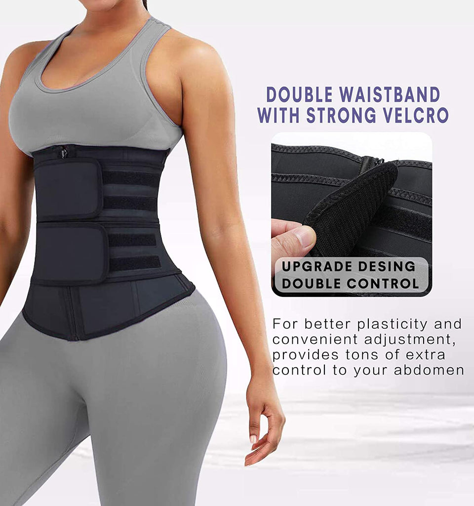 9 Inches Double Compression Waist Trainer with Belt and Zipper