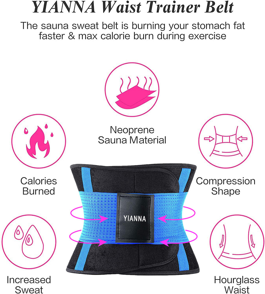YIANNA Waist Trainer Belt for Women Waist Trimmer Eraser Belly Band Body  Shaper Sports Girdles Tummy Control, YA8010-Black-XL