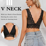 YIANNA Lace Bralette, Women's Deep V Neck Unpadded Lace Long Line Plunge Bralette  Bra,YA8336-Red-S at  Women's Clothing store