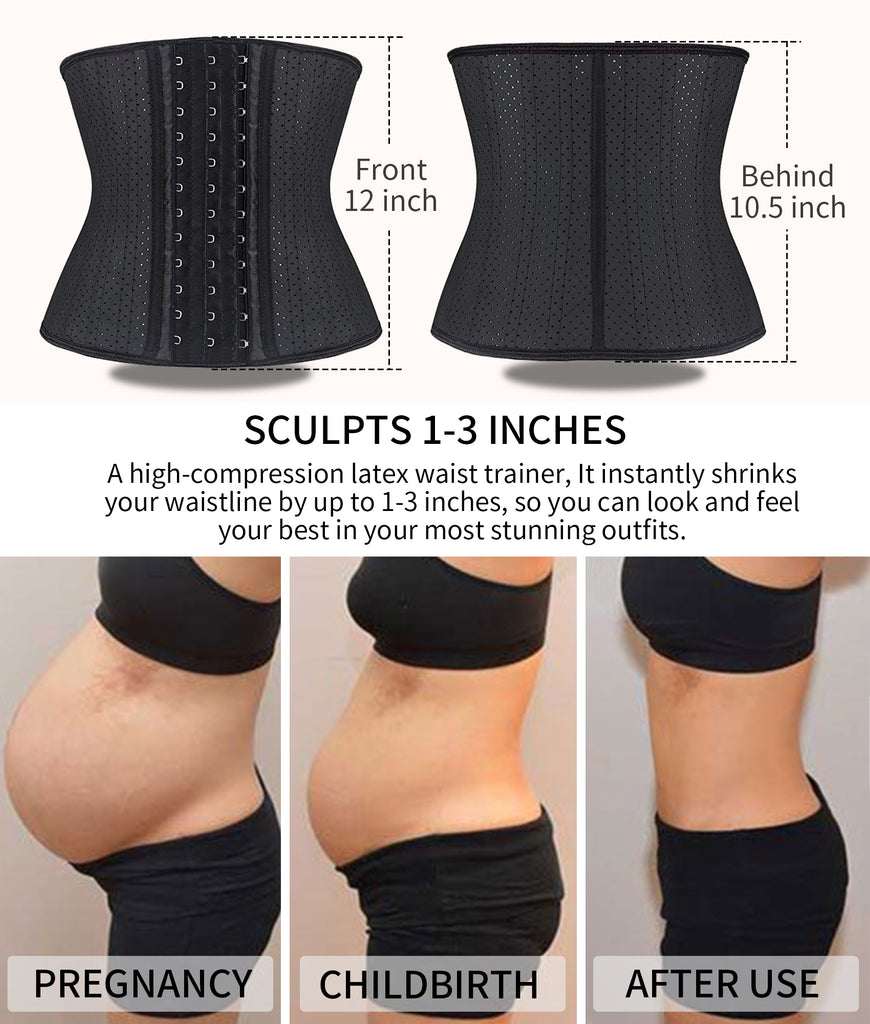 YIANNA Women Waist Trainer Tummy Control Zipper&Straps JSculpt Latex Fajas  Workout Training Corsets Belly Belt, YA2225-Black-L price in UAE,   UAE