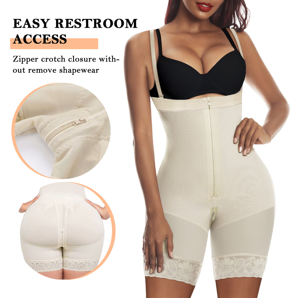 YIANNA Shapewear for Women Tummy Control Fajas Colombianas Body Shaper Butt  Lifter Thigh Slimmer with Zipper Crotch,YA7243-Black-M - Yahoo Shopping