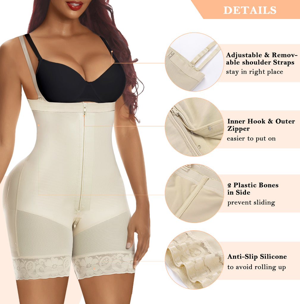 Fajas Post Surgery Sapewear For Women Colombian Zipper Crotch Bodysuit Bbl  Slimming Sheath Waist Trainer Body Shaper Sh size S Color Nude